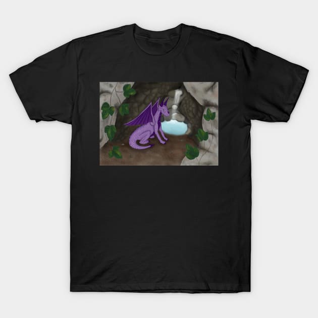The Hidden Cave- Purple Dragon T-Shirt by RSewell